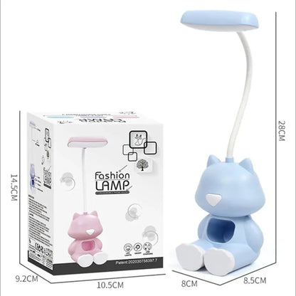 Creative Cute Cat Flexible Led Study Desk Lamp with Phone Holder Bedside Color Adjust Table Lamp for Kids Student Room - petguardiansupplies