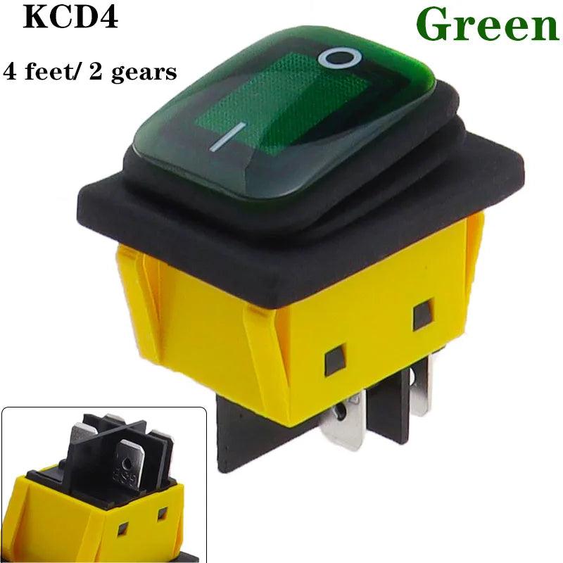 KCD4 on off 30A/250V Heavy Duty 4 pin DPST IP67 Sealed Waterproof T85 Auto Boat Marine Toggle Rocker Switch with LED 12V 220V 30 - petguardiansupplies