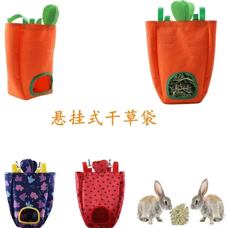 Carrot-Shape Hay Feeder For Guinea Pig Bunny Hay Feeding Bag Small Animal Feeder Rabbit Food Dispenser Bag Rack Cage Accessories - petguardiansupplies