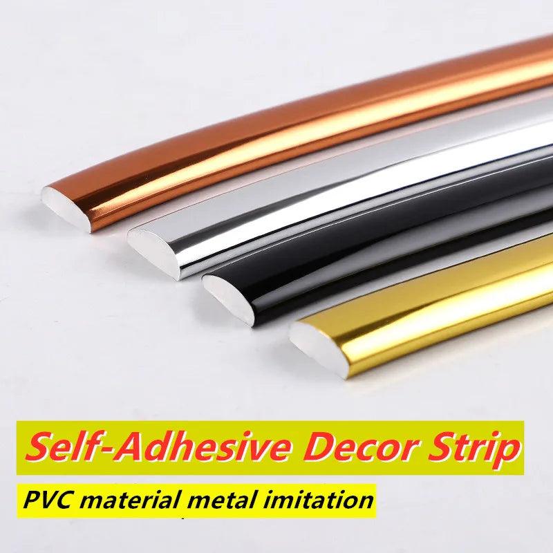 3M Self-adhesive Mirror Frame PVC Molding Trim Wall Trim Line Metal Decor Strip Background Wall Ceiling Line Mirror Frame Decor - petguardiansupplies