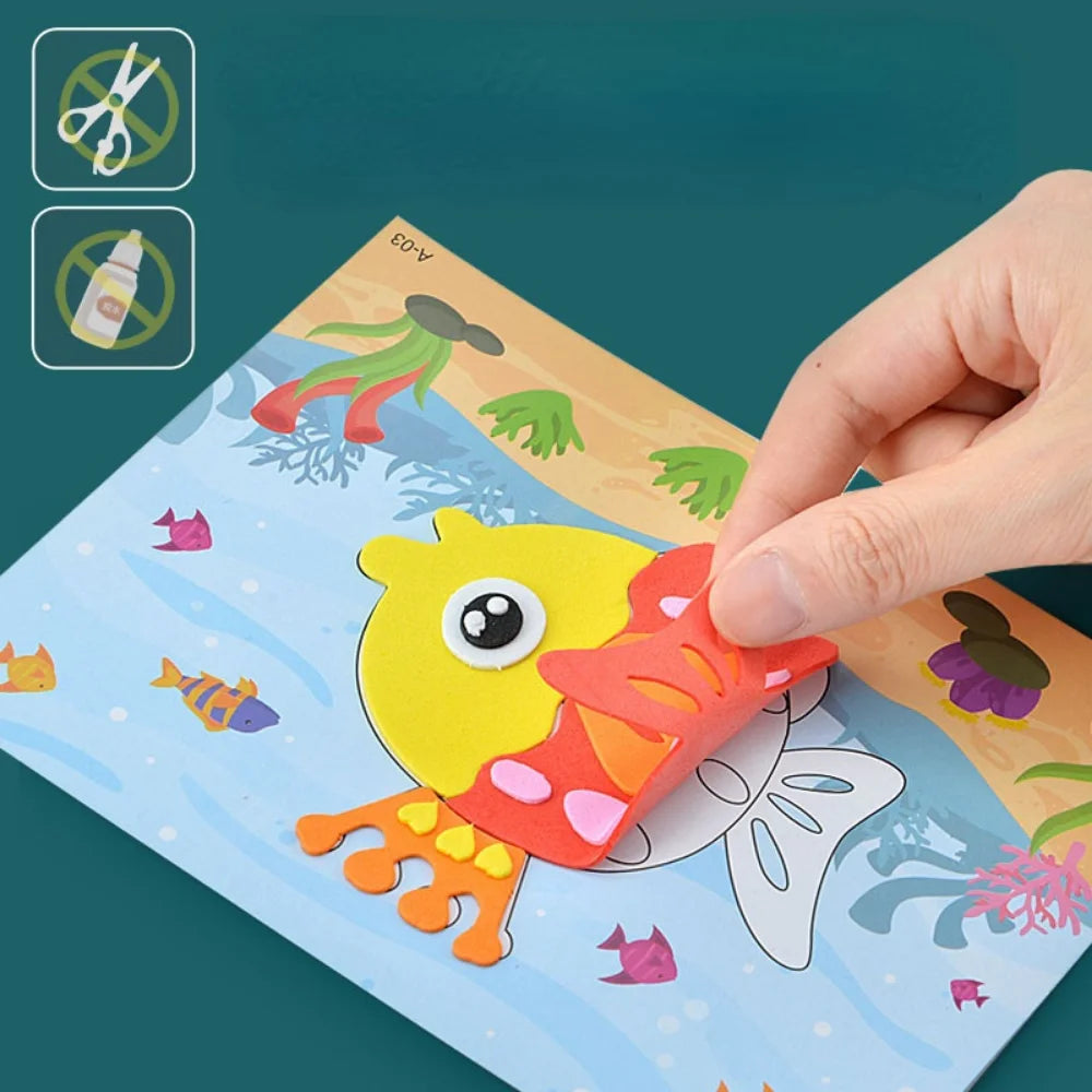 10Pcs Kids 3D EVA Foam Stickers Cartoon Dinosaur Animal Puzzle Game DIY Art Craft Drawing Toy Educational Toys for Children Gift - petguardiansupplies