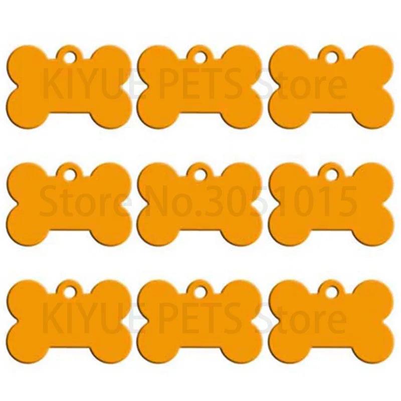 Wholesale 20pcs Bone Double Sides Personalized Dog ID Tags Aluminum Customized Cat Puppy Name Phone No. Tags Plate Keyrings - petguardiansupplies