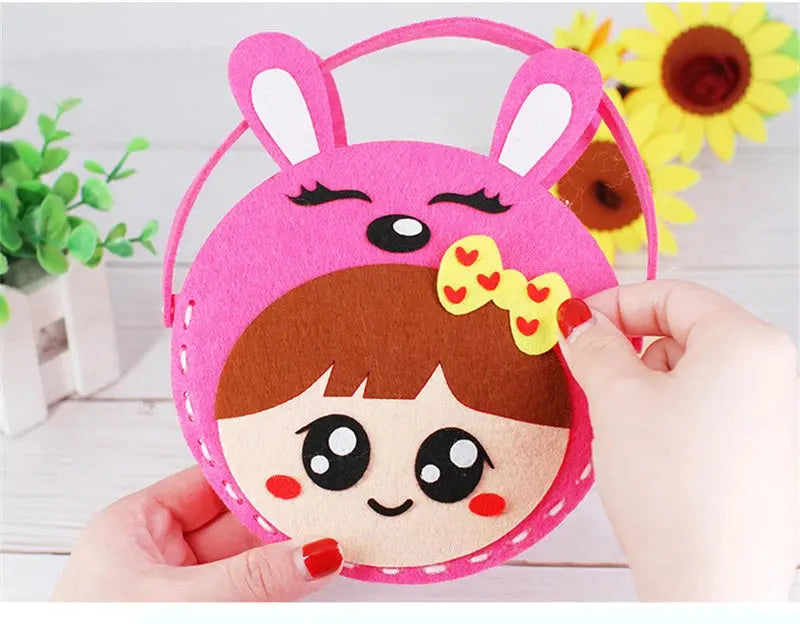 4Pcs Children Cartoon Non-woven Handicraft Toys Kids Handmade Bag DIY Animal Flower Handbags Crafts Art Sewing Toy Craft Decor - petguardiansupplies