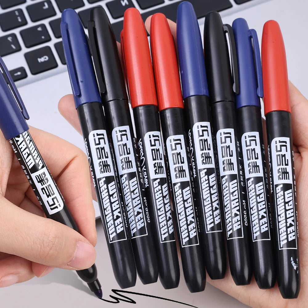 Permanent Marker Pen Drawing Markers Black Blue Red Waterproof Ink Sketch Pens Stationery Art School Supplies For Glass Metal - petguardiansupplies