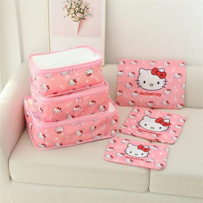 Kawaii Sanrio Hello Kitty Kuromi Portable Luggage Storage Bag Sorting Clothes Travel Bag 6 Pcs Set Combination Miscellaneous Bag - petguardiansupplies