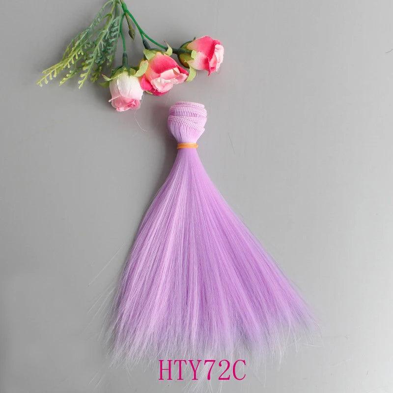 1pcs Doll Hair 15cm 25cm Pink Yellow Purple Green Blue Color Straight Doll Wigs for Russian Handmade Diy Accessory - petguardiansupplies