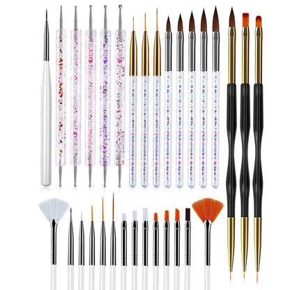 Nail Brush Pen Set 31Pcs with Storage Box Professional Manicure Beauty Tool for UV Gel Painting Acrylic Nail Art - petguardiansupplies