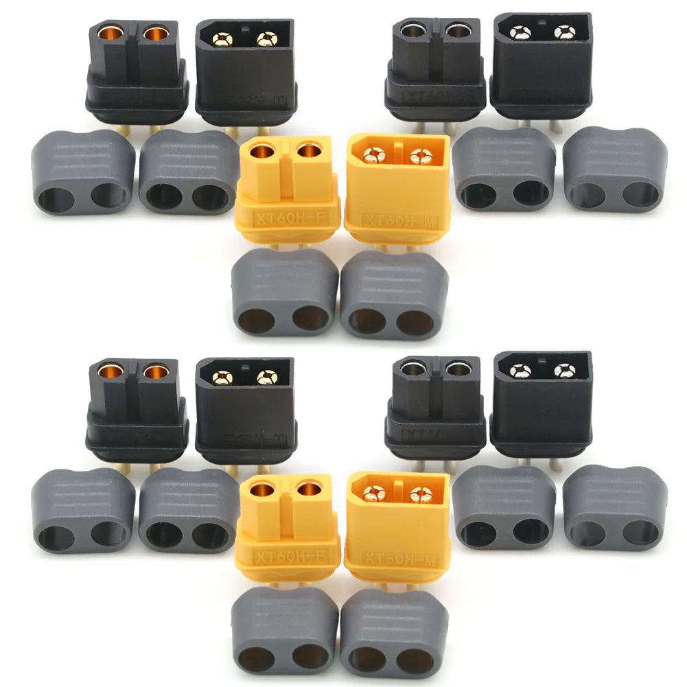 10 x Amass XT60+ XT60H Plug Connector With Sheath Housing 5 Male 5 Female (5 Pair ) For Rc Lipo Battery Rc Drone Car Boat - petguardiansupplies