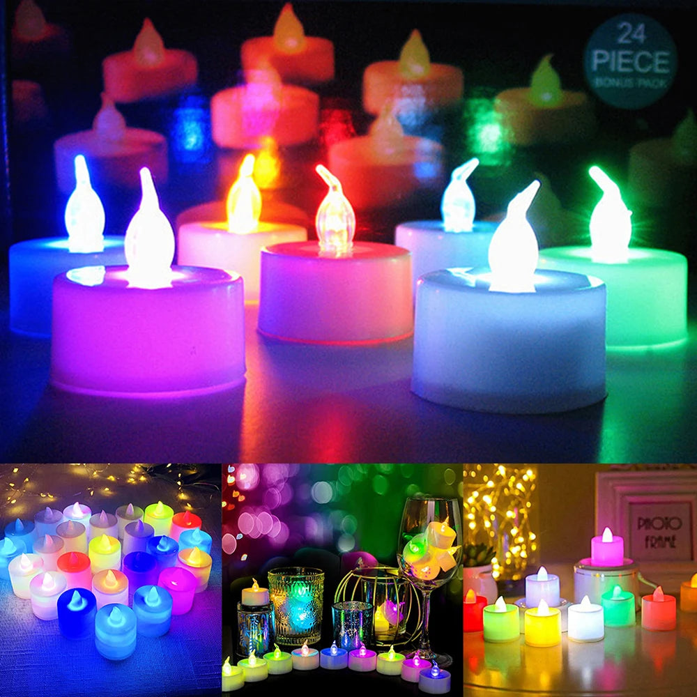 12 X LED Colour Changing Flickering Mood Tea Lights Flameless Battery Operated - petguardiansupplies