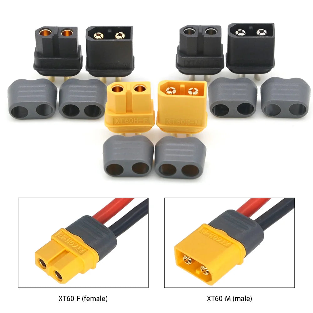 10 x Amass XT60+ XT60H Plug Connector With Sheath Housing 5 Male 5 Female (5 Pair ) For Rc Lipo Battery Rc Drone Car Boat - petguardiansupplies