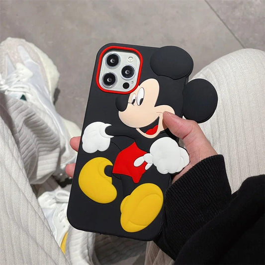 3D Cute Cartoon Anime Role Mickey Mouse Phone Cases for IPhone 14 13 12 11 Pro Max X XR XS Max 7 8 Plus Soft Silicone Back Cover - petguardiansupplies