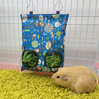 Hanging 2/3 Holes Hay Bag for Bunny Guinea Pigs Small Animal Feeder Rabbit Food Dispensers Bag Cage Accessories Pet Feeding Bag - petguardiansupplies