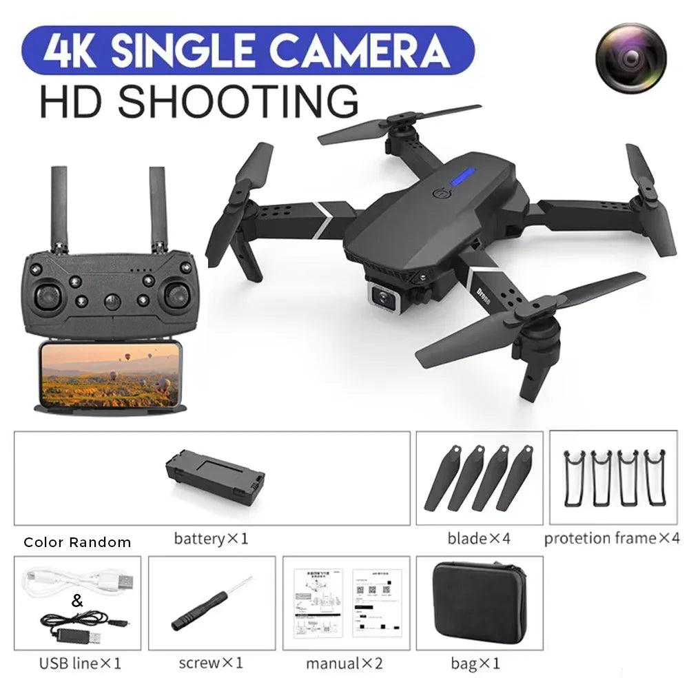 KBDFA 2025 E88 Professional Wide Angle RC Dron HD 4K Camera Mode Foldable Helicopter Aircraft Quadcopter Drone Kid Gift Toys - petguardiansupplies