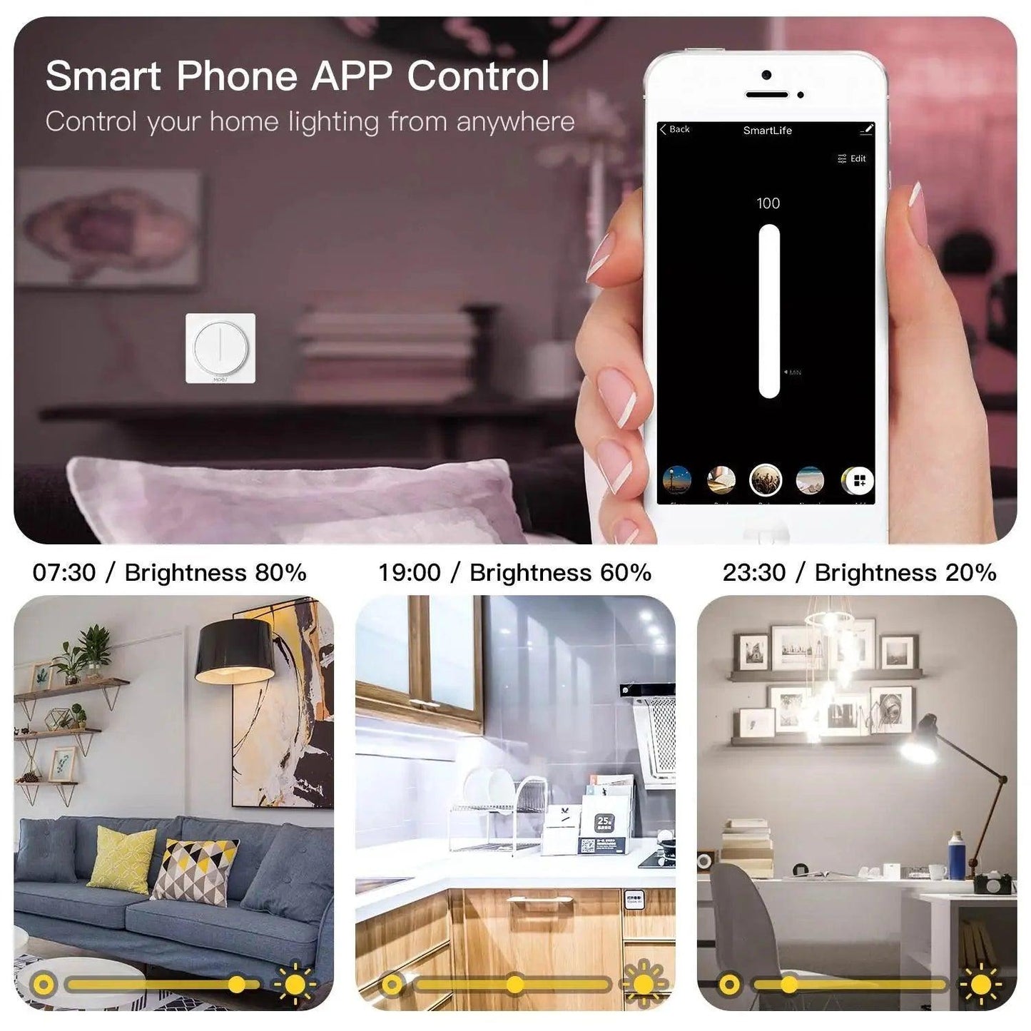 New WiFi Smart Rotary/Touch Light Dimmer Switch Smart Life/Tuya APP Remote Control Works with Alexa Google Voice Assistants EU - petguardiansupplies