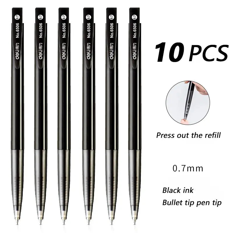 Deli 10/60Pcs, Bullet Tip Ballpoint Pen Set, Fine Point 0.7mm, Black/Blue Ink, Office and School Supplies, Stationery - petguardiansupplies