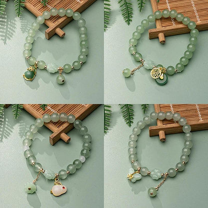 Fashion Exquisite Imitation Jade Beaded Bracelet For Women Chinese Style Peanut Pendant Bangle Lucky Wrist Chain Jewelry Gifts - petguardiansupplies