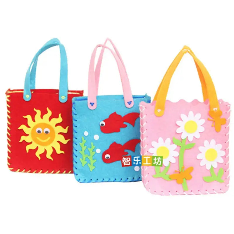 4Pcs Children Cartoon Non-woven Handicraft Toys Kids Handmade Bag DIY Animal Flower Handbags Crafts Art Sewing Toy Craft Decor - petguardiansupplies