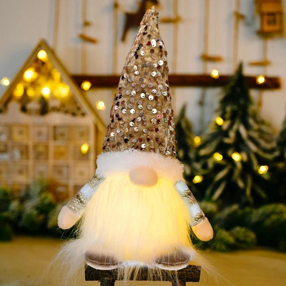 30cm Christmas Doll Elf Gnome with Led Light Christmas Decorations for Home Xmas Navidad New Year 2023 Children's Gifts - petguardiansupplies