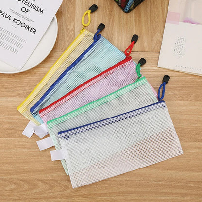 5PCS Stationery Storage Folder File Mesh Zipper Pouch A4 A5 A6 Document Bag Zip File Folders School Office Supplies - petguardiansupplies