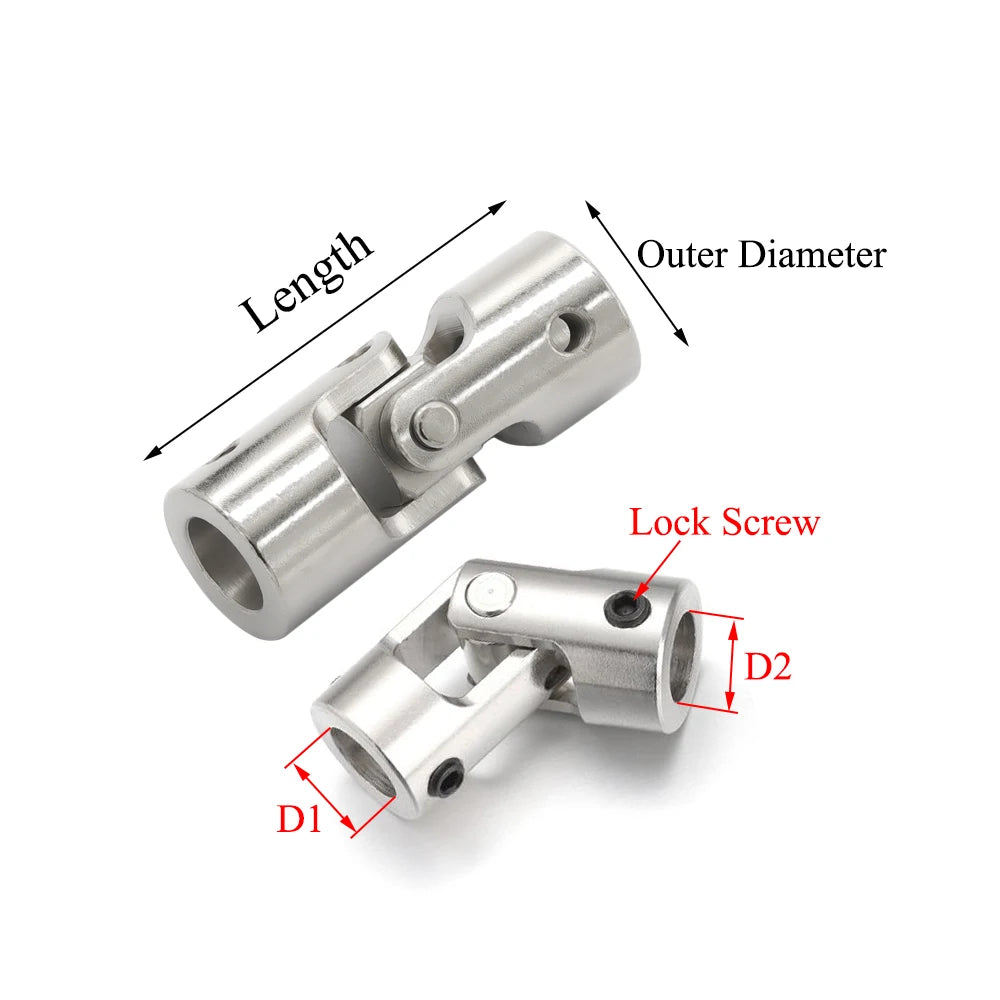 RC Boat Car Shaft Coupler Metal Cardan Joint Motor Connector Universal Joint Coupling Gimbal 2/2.3/3/3.17/4/5/6/8/10/12mm - petguardiansupplies