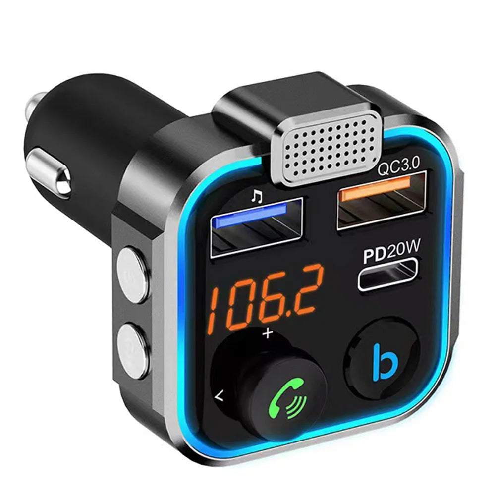 Fast Charging Car Charger PD 20W QC3.0 Wireless FM Transmitter Bluetooth Audio Handsfree Phone Adapter Car MP3 Player Modulator - petguardiansupplies