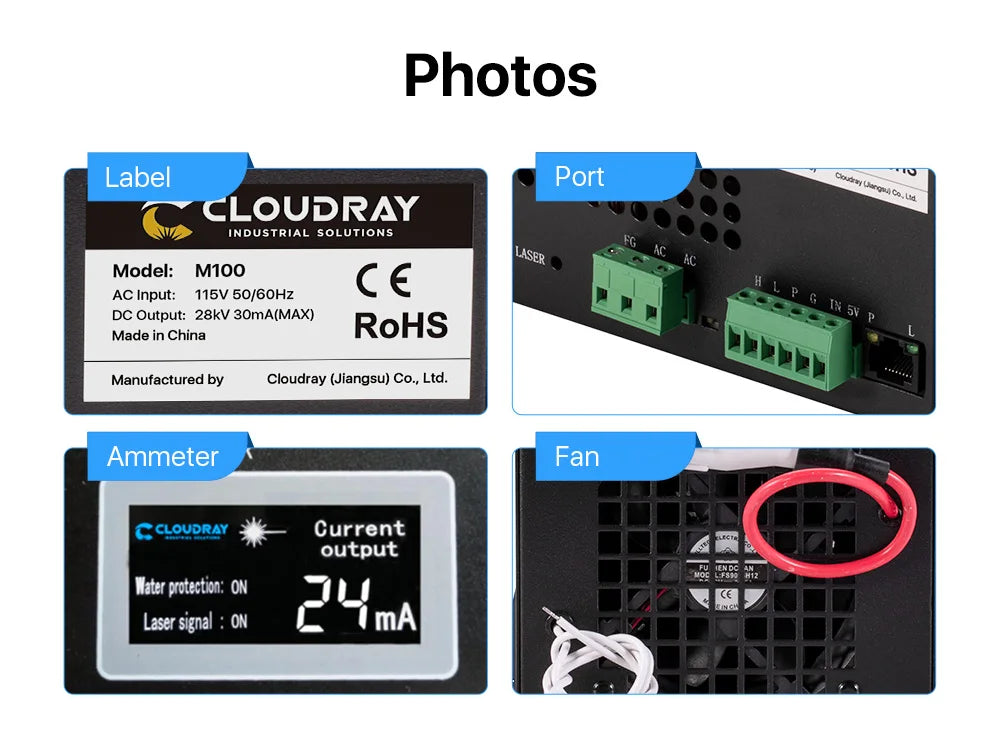 Cloudray 80-100W CO2 Laser Power Supply for CO2 Laser Engraving Cutting Machine M100W category - petguardiansupplies