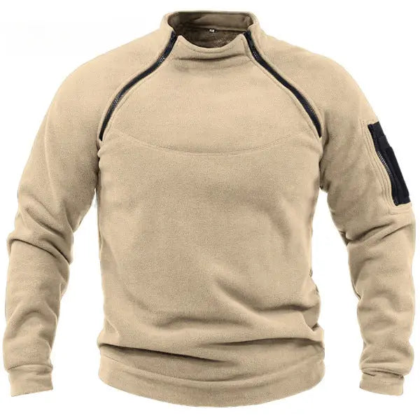 Mens Streetwear Military Sweatshirt Fleece Winter Zipper Pullover Fashion Men's Solid Color Loose Lamb Thick Jacket Men Clothing - petguardiansupplies