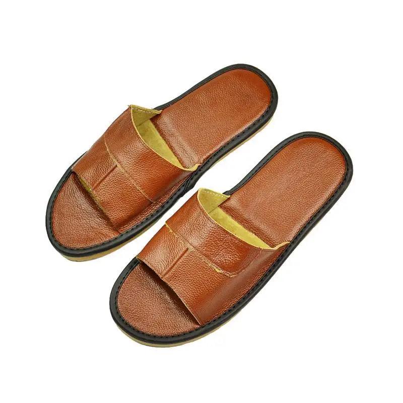 2022 New Leather Slippers Men Home Furnishing Indoor Floor Classic Footwear Casual Slides Leather Sandalias Zapatos Hombre - petguardiansupplies