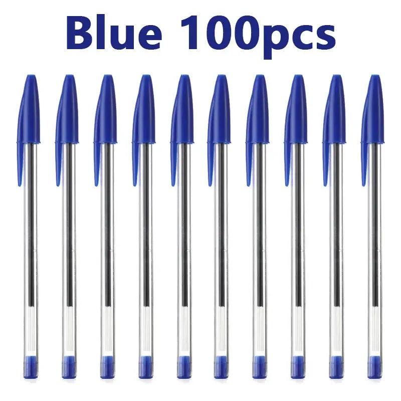 50/100Pcs Ballpoint Pens 1.0mm Blue Black Plastic Ball Point Pen Student Gift School Office Supplies Long Lasting Smooth Writing - petguardiansupplies