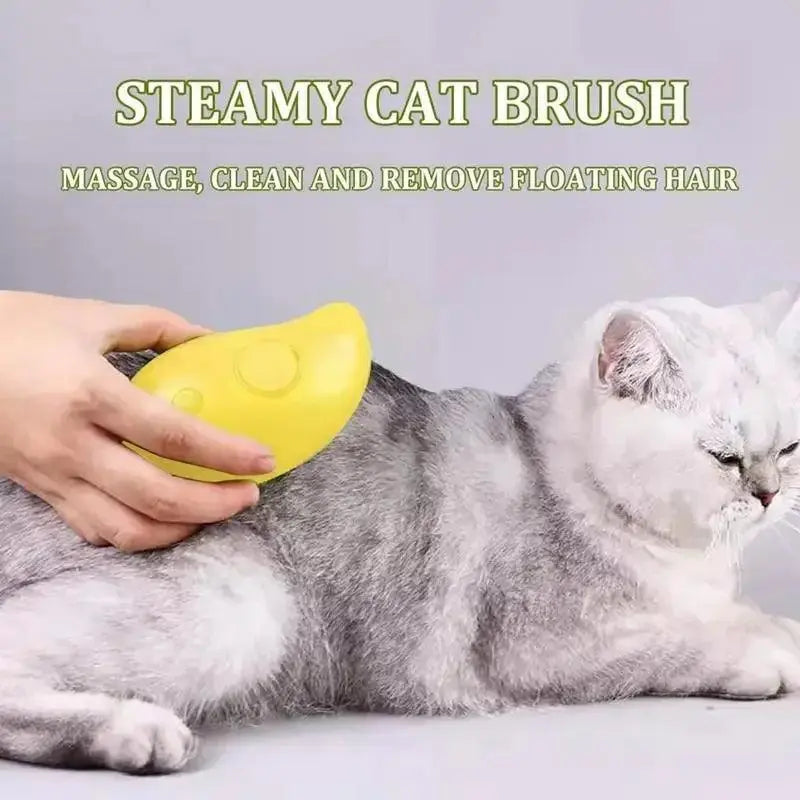 Steamy Dog Brush Electric Spray Cat Hair Brush 3 in1 Dog Steamer Brush for Massage Pet Grooming Removing Tangled and Loose Hair - petguardiansupplies