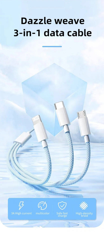 66W 6A 3 in 1 USB Fast Charging Cable Type-C Cable USB Type C Cable Micro USB Cable USB C Data Cable - petguardiansupplies