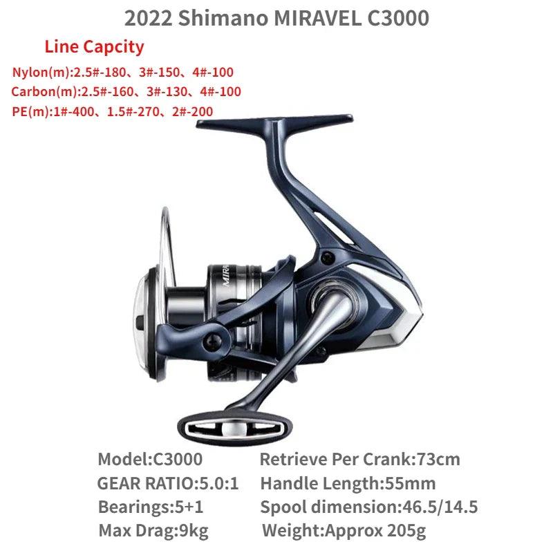 2022 Shimano MIRAVEL 1000 C2000S C2000SHG 2500 2500HG 2500S 2500SHG C3000 C3000HG 4000 4000XG C5000XG Spinning Fishing Reels - petguardiansupplies