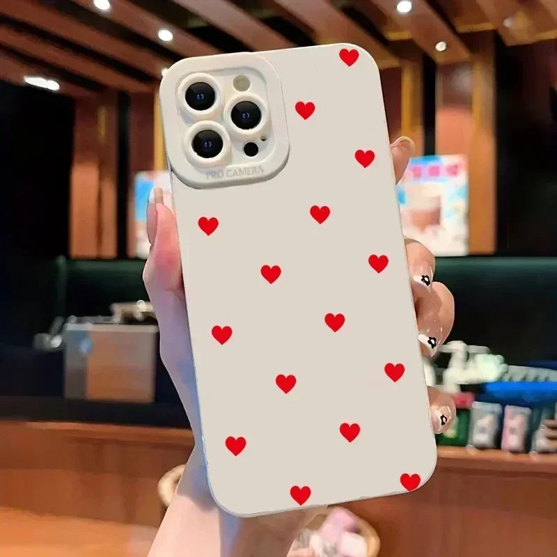 Cute Cartoon Red Love Heart Phone Case For iPhone - Shockproof Soft Silicone Cover - petguardiansupplies