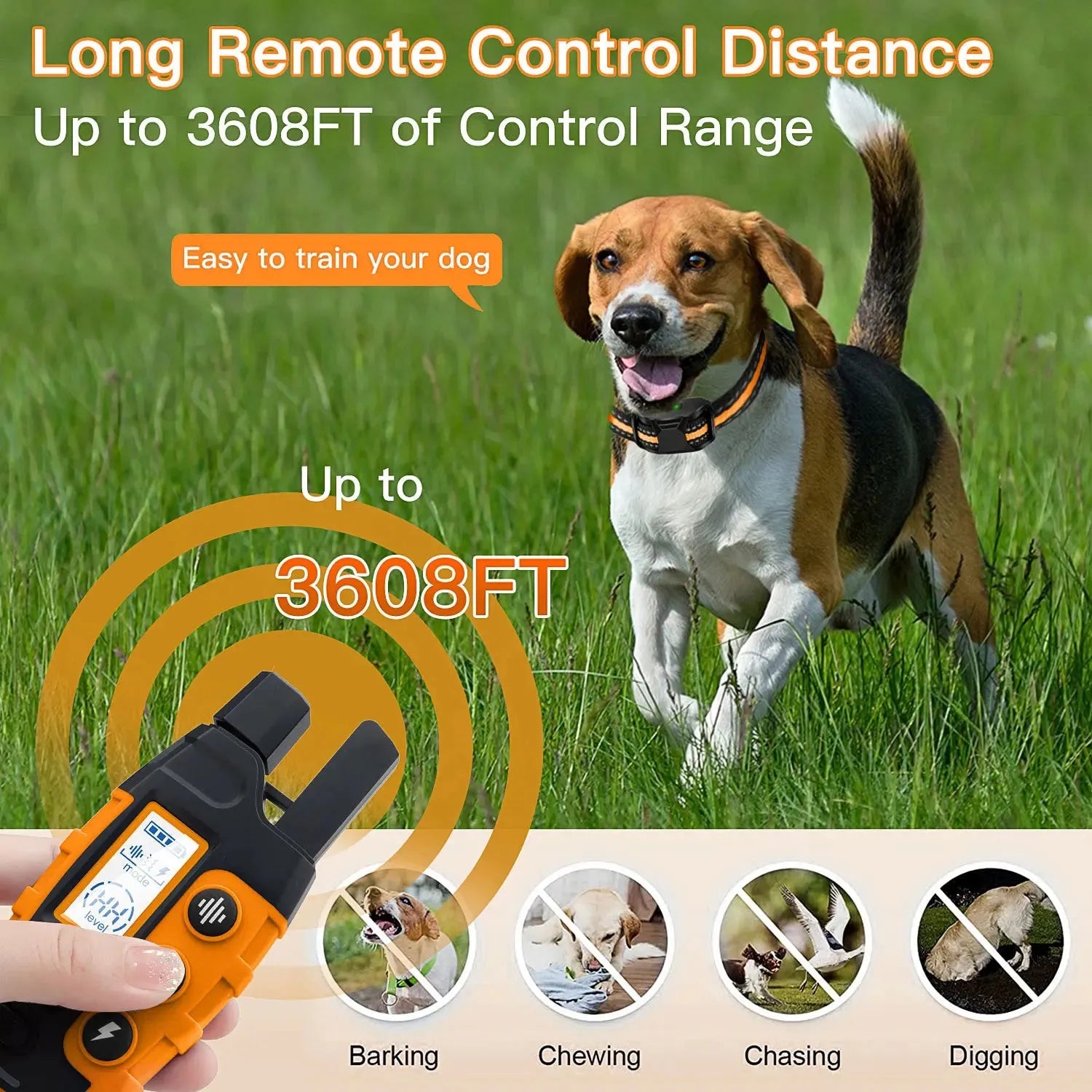 3300Ft Dog Training Collar with Remote Rechargeable Waterproof E Collar Beep Vibration Shock High Quality Pet Training - petguardiansupplies