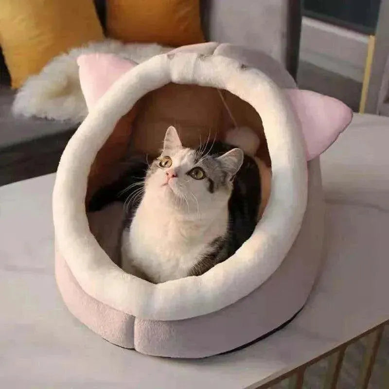 Winter Cute and Warm Cat/Dog House Foldable and Washable Puppy Cave Sofa Pet Bed House Suitable for Small and Medium Sized Dogs - petguardiansupplies