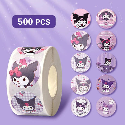 500PCS miniso Hello Kitty Cartoon Sticker Cute Cartoon Kuromi My Melody Children's Diary Bonus Gift Closure Diary Booklet Gift - petguardiansupplies