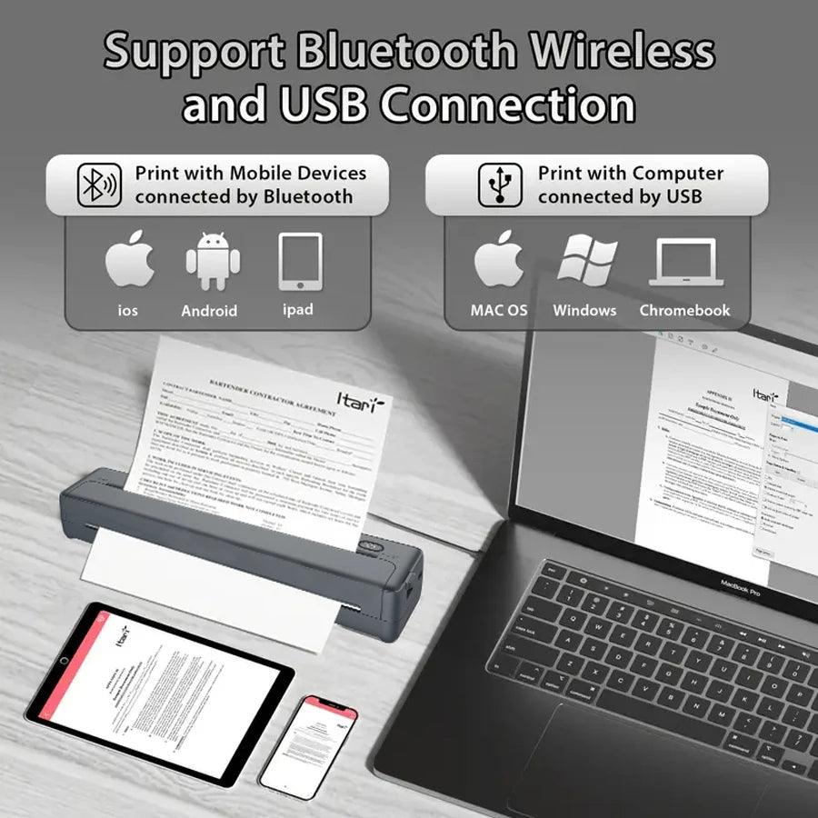 Portable A4 Thermal Printer Wireless Printing Machine Bluetooth Inkless Portable Printer for Contract PDF Document Photo Picture - petguardiansupplies