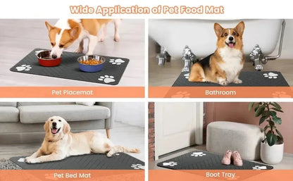 Absorbent Pet Feeding Mat, Waterproof Placemat for Dog & Cat Food & Water Bowls, Quick-Dry Rubber Backing, Non-Slip Pet Mat - petguardiansupplies