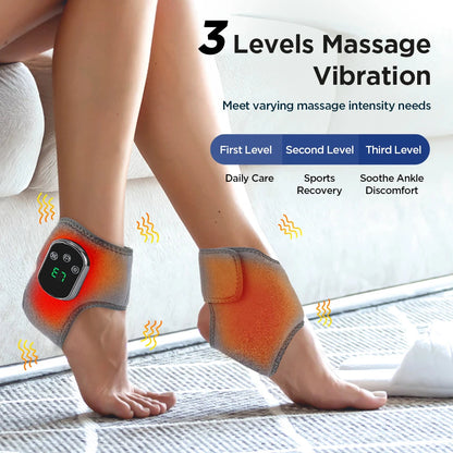 Cordless Electric Foot Ankle Massager with Heat Vibration for Sports Recovery Warm Support Brace Belt - petguardiansupplies