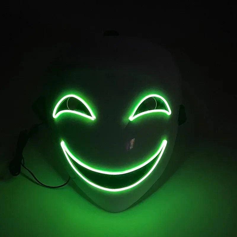 Led Light Pitch-dark Bullet Smiley Caterpillar Transparent Full Face Ghost Face Clown Black Covenant Witch Halloween Party Masks - petguardiansupplies