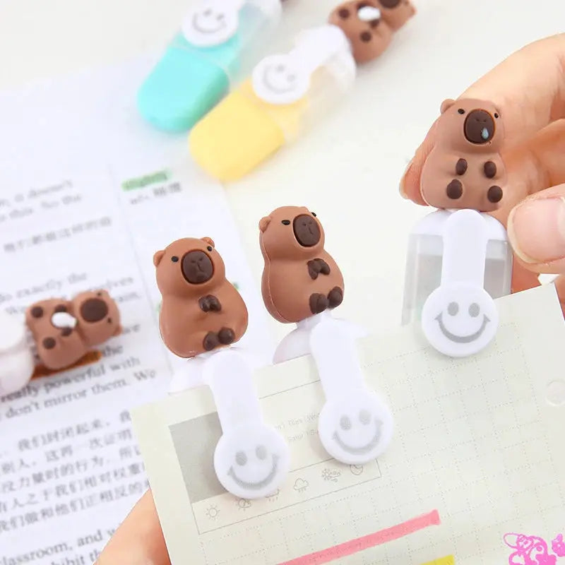 6Pcs/Set Cute Capybara Highlighter Pen Set Cartoon Markers Stationery Mini 6-color Highlighters Birthday Gift - petguardiansupplies