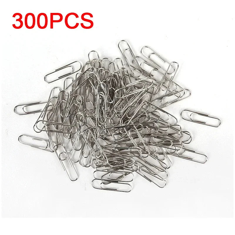 500/300/100/50PCS Metal Silver Paper Clips for Paperwork Stainless Steel Bookmark Paperclips Organizers Office School Supplies - petguardiansupplies