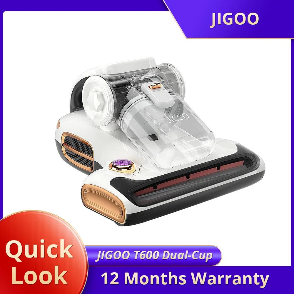 JIGOO T600 Dual-Cup Smart Mite Cleaner with Aroma-Diffuser System, 700W 15KPa Suction Dust Mite Sensor, UV Light Ultrasonic Tech - petguardiansupplies