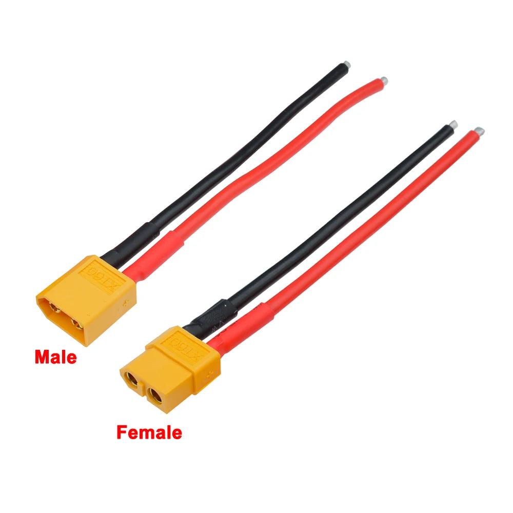 1pcs XT60 Female Male Connector With 10CM 14AWG Silicone Wire for Rc Drone Car Boat Rc Lipo battery - petguardiansupplies