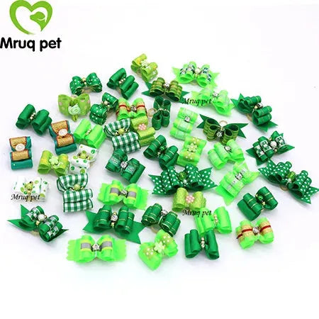 20pcs Pet Dog Cute Hair Bows with Rhinestone&Flowers Ribbon Bows Dog Hair Accessory Dog Groomining Pet Supplies - petguardiansupplies