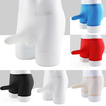 Men Sexy Long Elephant Nose Briefs Ice Silk Underwear JJ Sleeve Erotic Lingerie Bulge Pouch Underpants Stretchshorts - petguardiansupplies