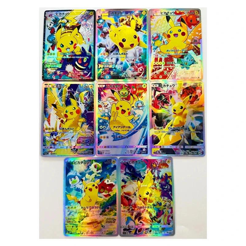 8Pcs/set Pokemon Ptcg Diy Pikachu Self-Control Collect Signature Trading Flash Card Anime Cartoon Gift Color Flash - petguardiansupplies