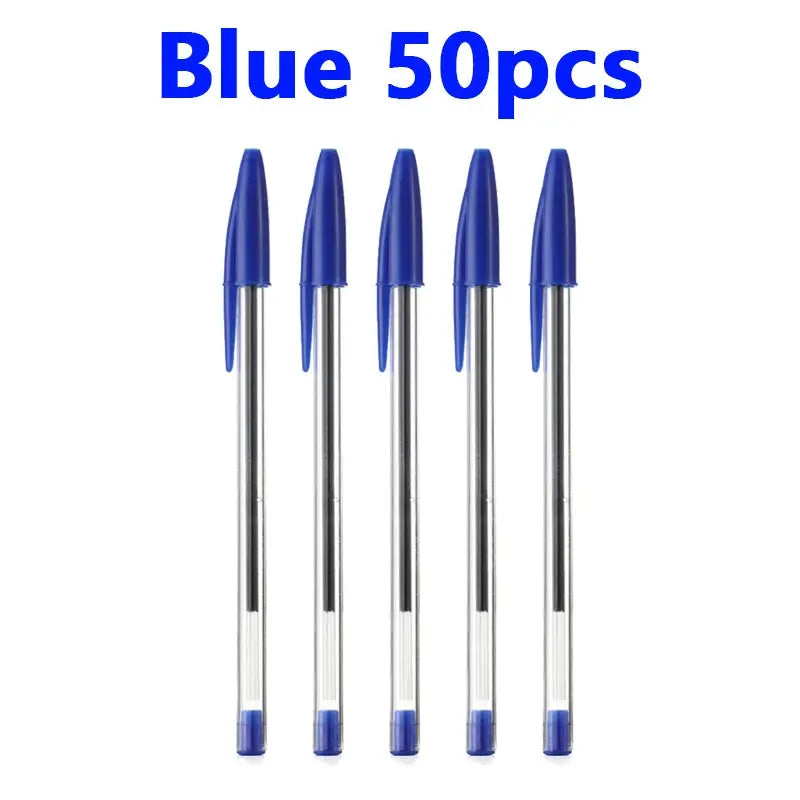 50/100Pcs Ballpoint Pens 1.0mm Blue Black Plastic Ball Point Pen Student Gift School Office Supplies Long Lasting Smooth Writing - petguardiansupplies