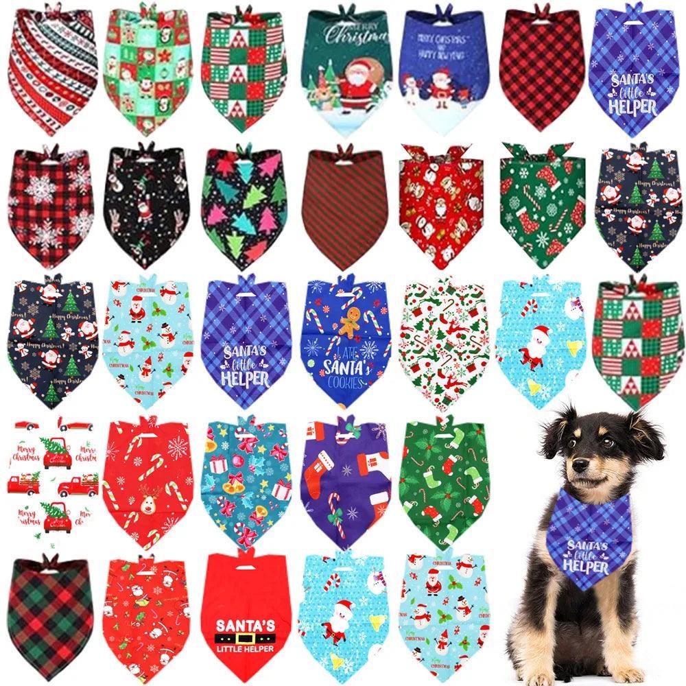 50PCS Dog Bandana Christmas Dog Grooming XLChristmas Bandanas Scarf For Large Dogs Bulk Bandanas Dog Grooming Accessories - petguardiansupplies