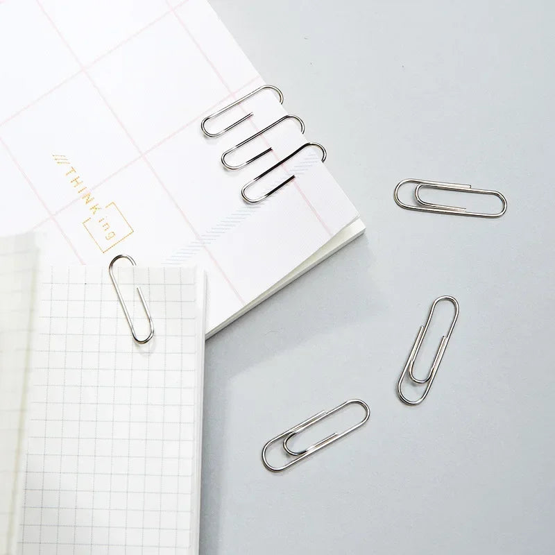 500/300/100/50PCS Metal Silver Paper Clips for Paperwork Stainless Steel Bookmark Paperclips Organizers Office School Supplies - petguardiansupplies